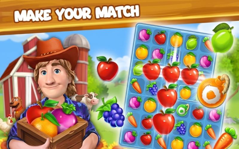 Người chơi thực hiện thao tác thu hoạch các loại nông sản đa dạng như ngô, lúa mì và cà rốt.