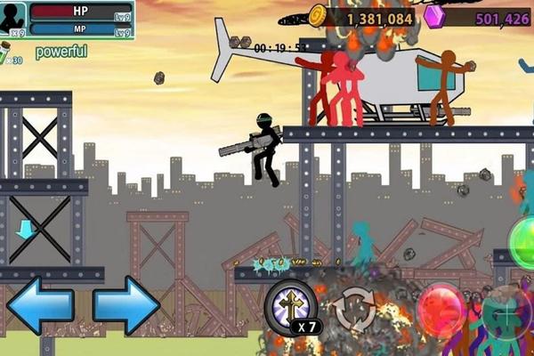 Cảnh chiến đấu kịch tính giữa anh hùng người que và binh đoàn thây ma trong chế độ Zombie của Anger of Stick 5