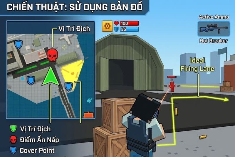 Định vị kẻ địch bằng bản đồ trong Block City Wars MOD