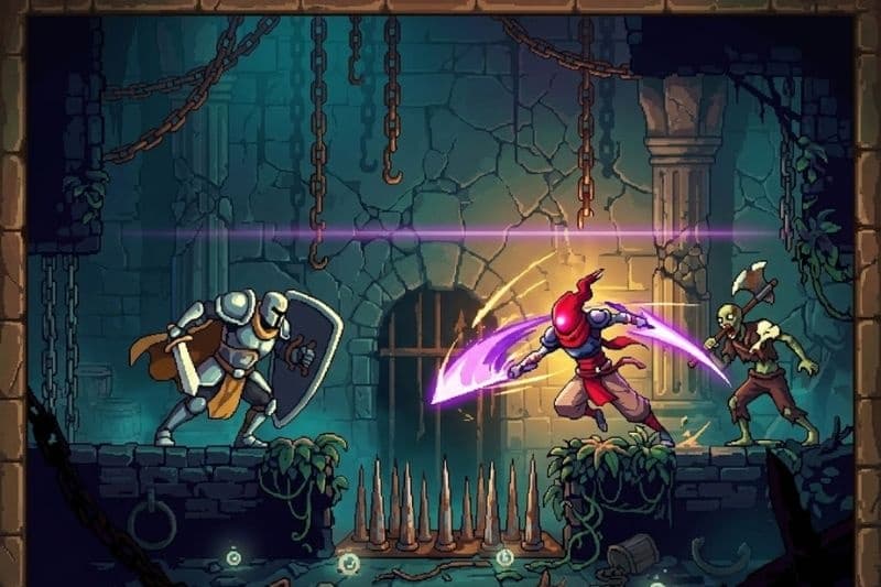 Cảnh chiến đấu trong hầm ngục nguy hiểm của Dead Cells Mod Apk