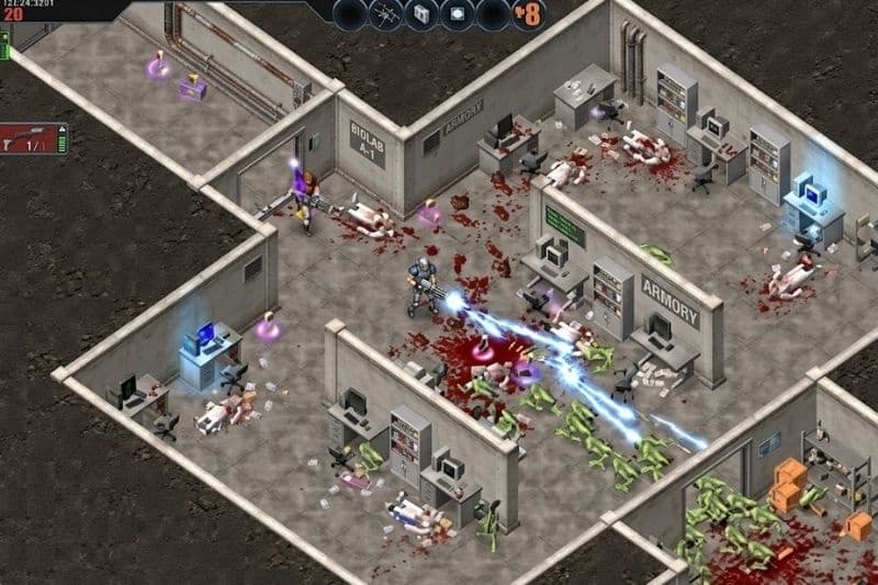 Chiến đấu trong căn cứ quân sự trong Alien Shooter