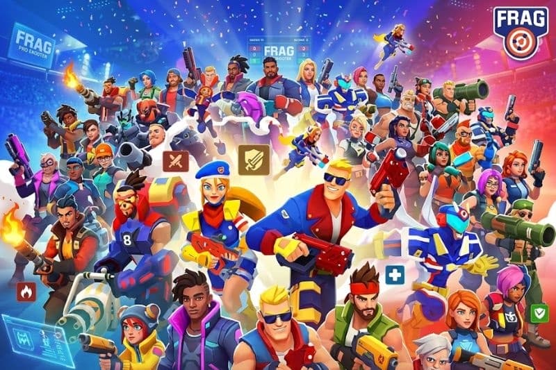 Hơn 70 nhân vật đa dạng, phong phú trong FRAG Pro Shooter MOD APK