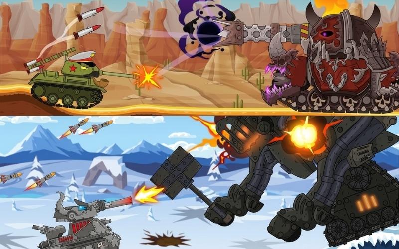 Khám phá vô số bản đồ chiến tranh leo đồi hiểm trở vượt qua những con dốc dựng đứng và tiêu diệt máy bay địch