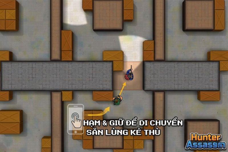 Mgười chơi điều khiển sát thủ di chuyển qua các chướng ngại vật để tiếp cận kẻ địch.