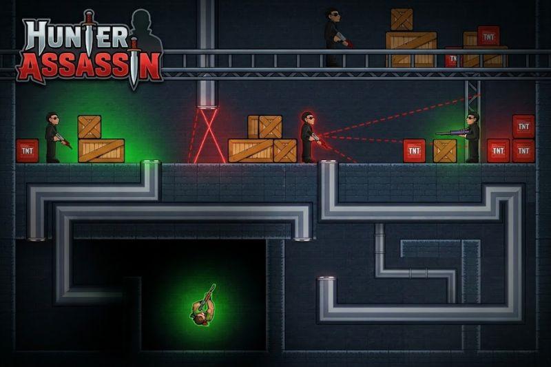 Cảnh sát thủ hạ gục kẻ địch nhanh chóng bằng dao trong game Hunter Assassin mà không để lại tiếng động