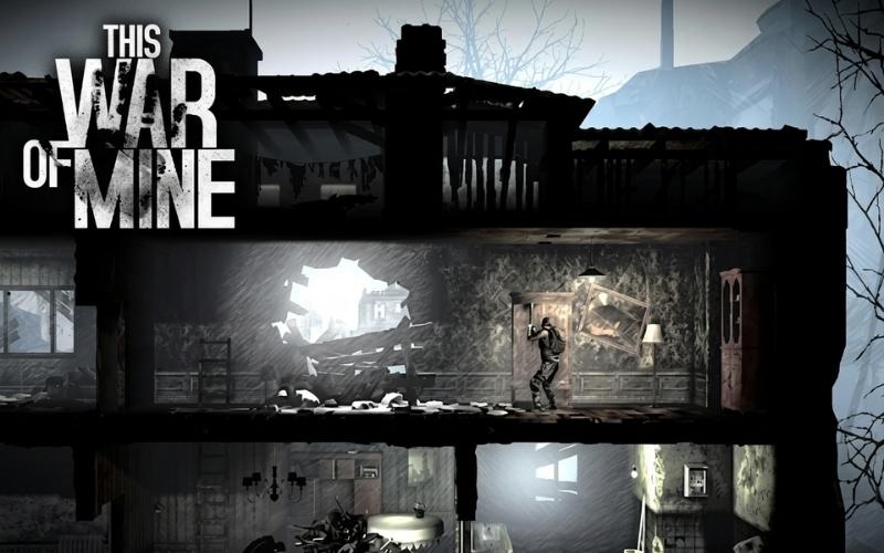 Các nhân vật đang di chuyển trong căn nhà đổ nát giữa đêm tối tạo cảm giác hồi hộp và đầy áp lực.